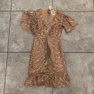 Gold sequin mini dress, Size XS